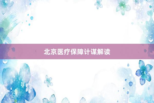 北京医疗保障计谋解读
